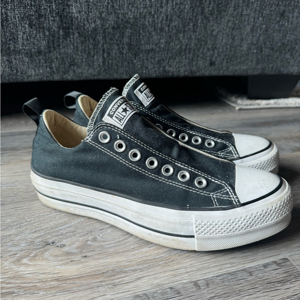 Converse Black and White Platform Sneakers with Classic Design